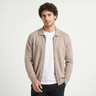 Cardigan uomo in lana con zip e colletto