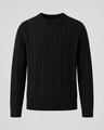 Maglione uomo girocollo a trecce in misto cotone