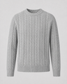 Maglione uomo girocollo a trecce in misto cotone