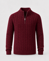 Maglione uomo a trecce in maglia spessa con mezza zip