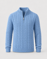 Maglione uomo a trecce in maglia spessa con mezza zip