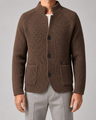 Cardigan uomo in maglia grossa con collo alto e bottoni