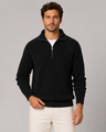 Maglione uomo a coste con dettagli a trecce e mezza zip