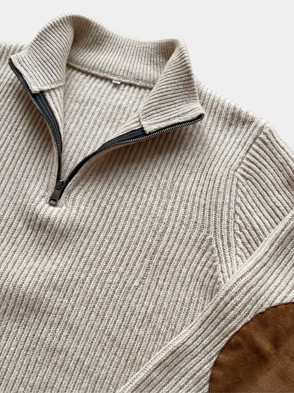Pullover in velluto a coste con collo alto e zip corta - Aurelio Club