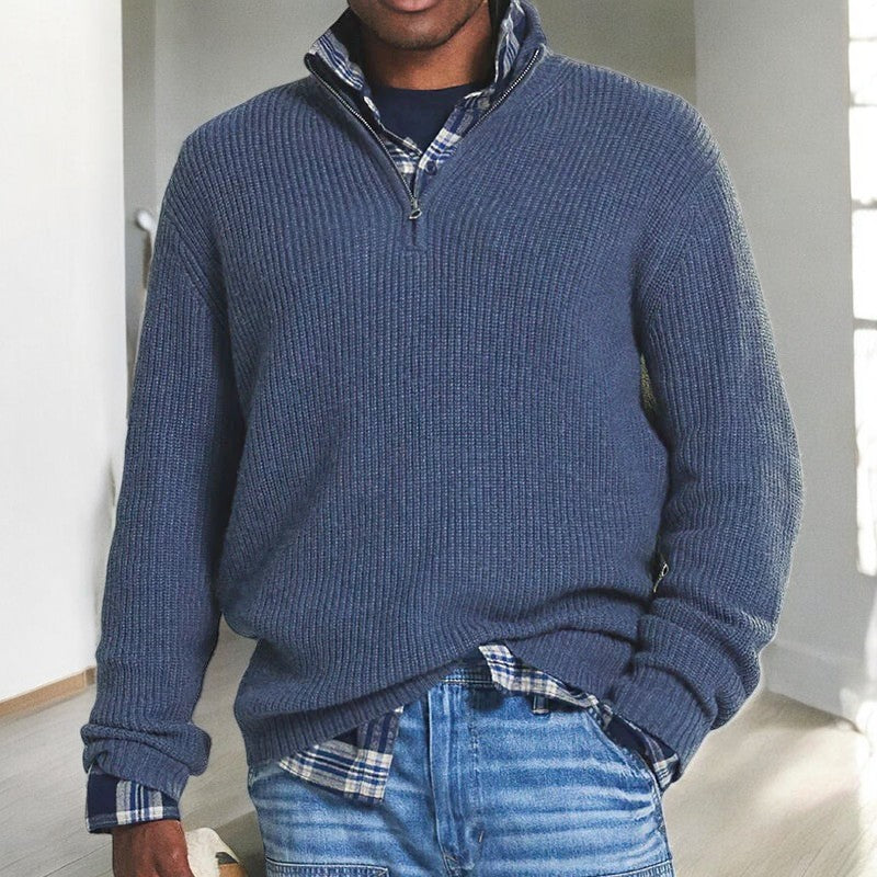 Pullover uomo con mezza zip e vestibilità regolare
