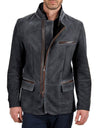 Giacca field uomo in camoscio con zip a doppio cursore