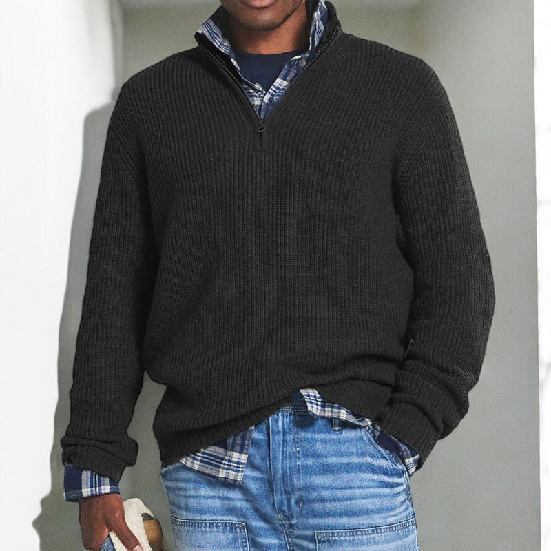 Pullover uomo con mezza zip e vestibilità regolare
