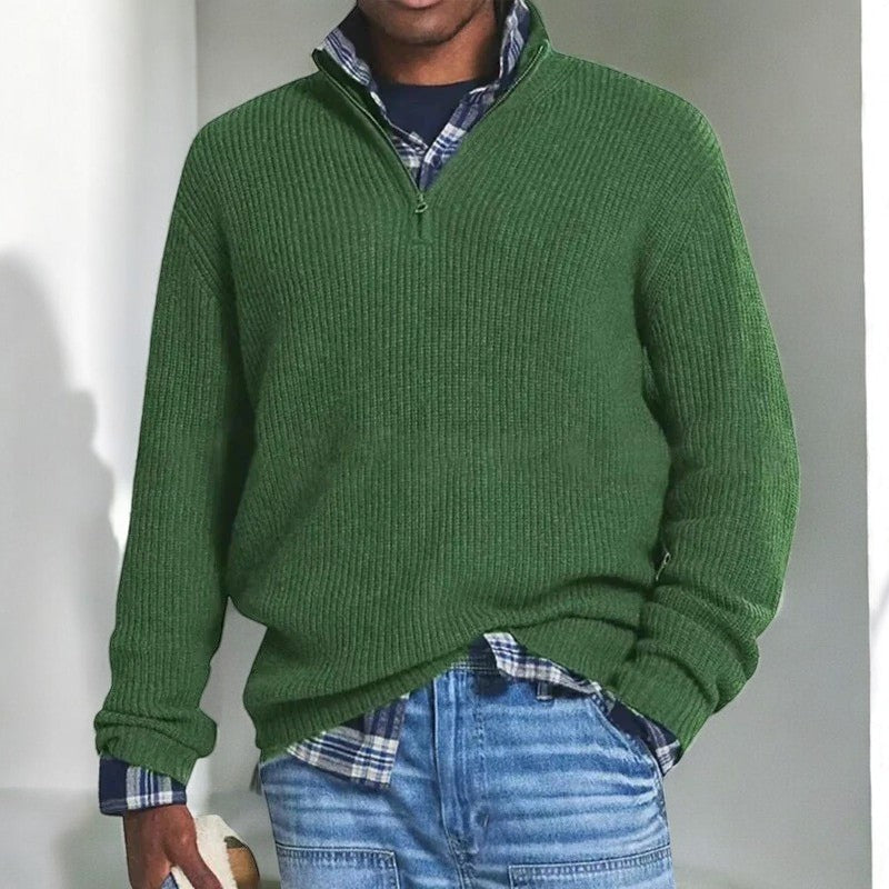 Pullover uomo con mezza zip e vestibilità regolare
