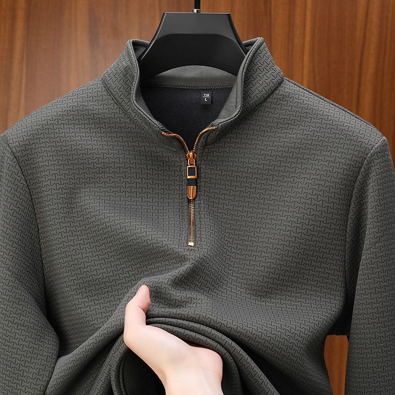 Maglione uomo con zip corta color rame