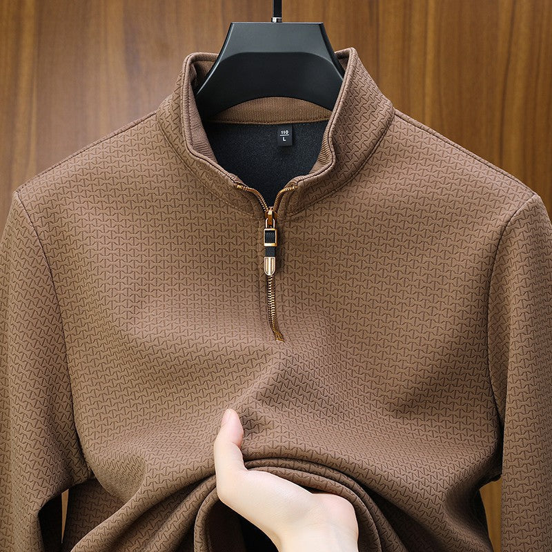 Maglione uomo con zip corta color rame
