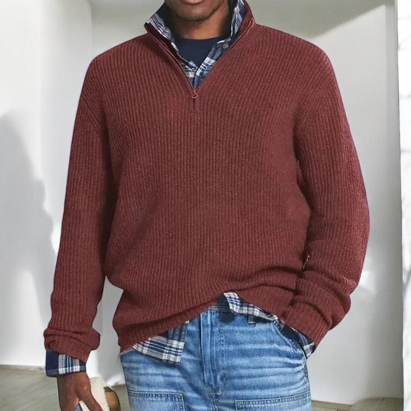 Pullover uomo con mezza zip e vestibilità regolare