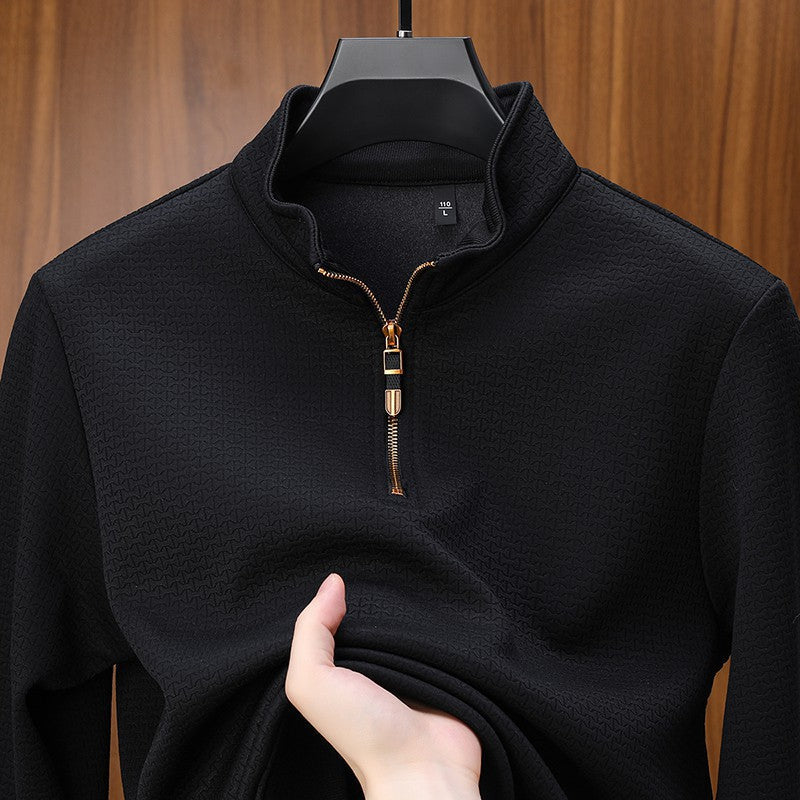 Maglione uomo con zip corta color rame