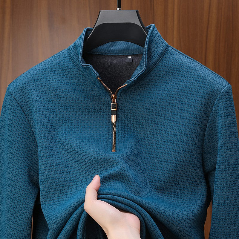Maglione uomo con zip corta color rame