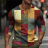 Maglia Henley uomo a motivo geometrico multicolore