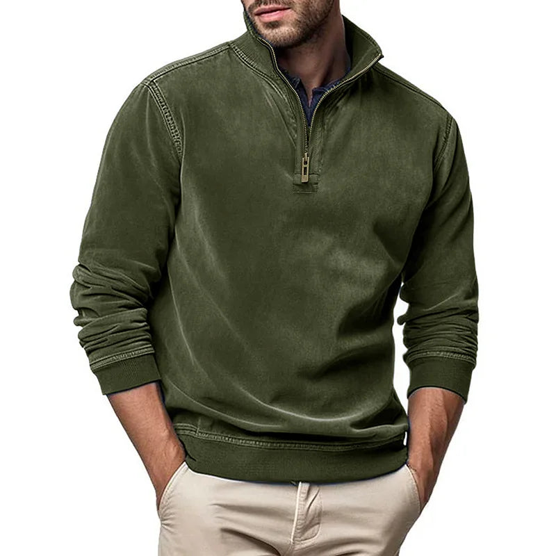 Pullover uomo in maglia strutturata con mezza zip