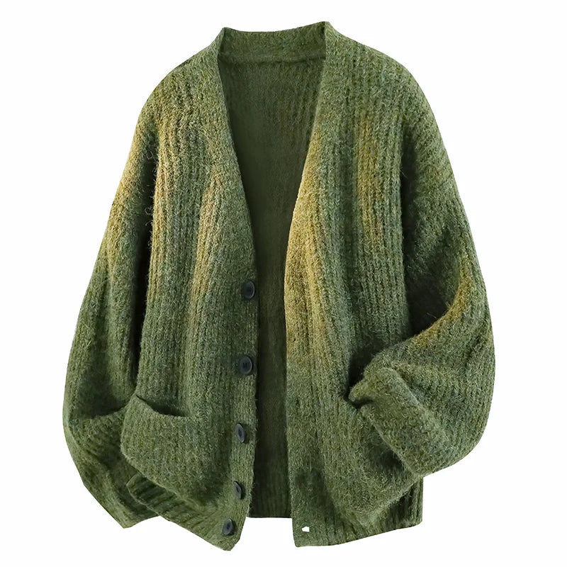 Cardigan uomo oversize con scollo a V