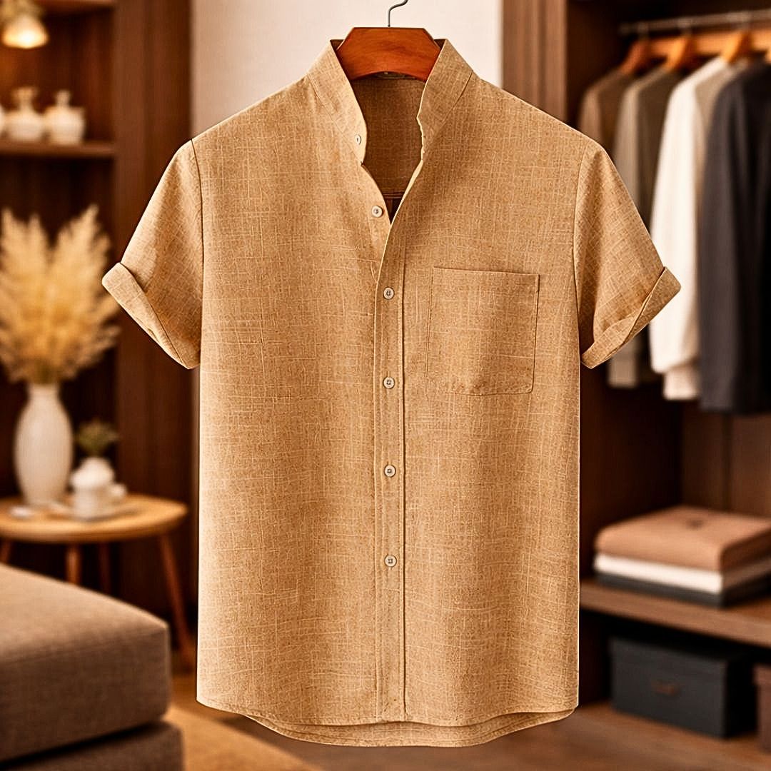 Camicia uomo a maniche corte dalla linea aderente