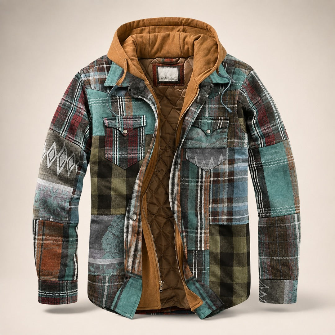 Giacca uomo a quadri con effetto patchwork