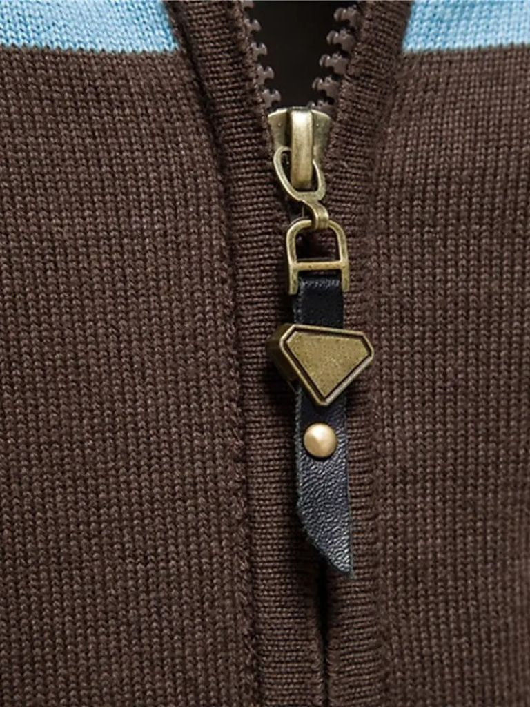 Cardigan in misto cotone con collo alto e zip - Aurelio Club