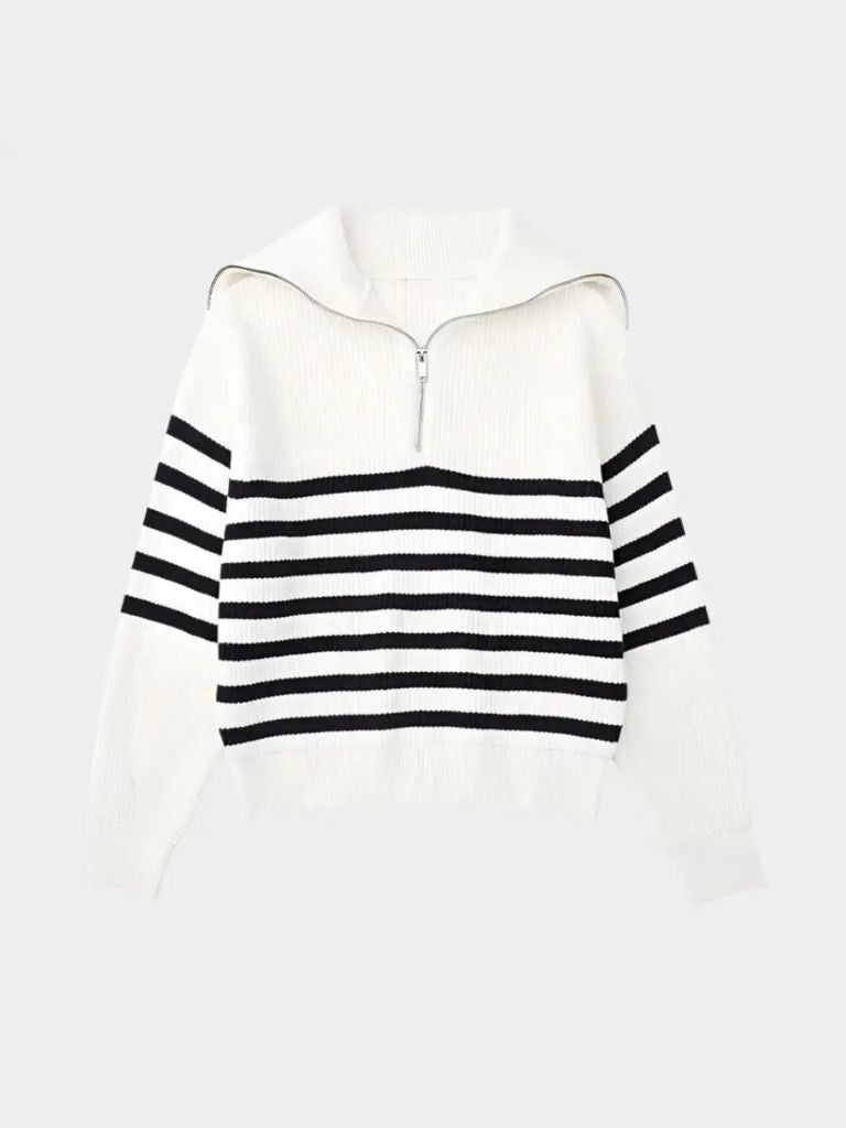 Pullover a righe con zip corta - Aurelio Club