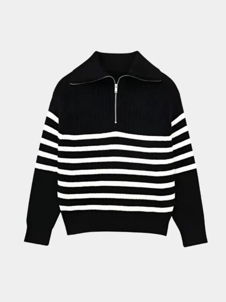 Pullover a righe con zip corta - Aurelio Club