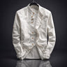 Camicia uomo in cotone con collo alla coreana