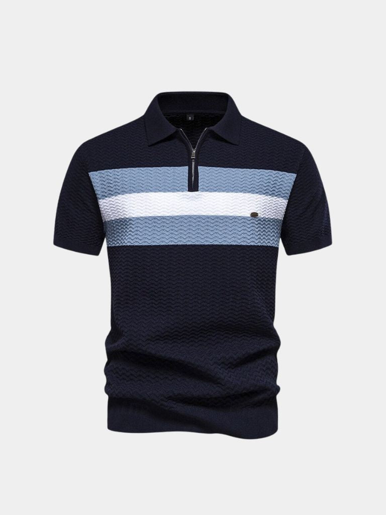 Polo in misto viscosa a maniche corte con zip - Aurelio Club