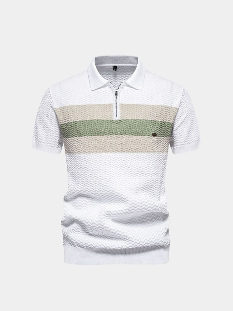 Polo in misto viscosa a maniche corte con zip - Aurelio Club