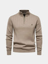 Pullover in misto cotone a righe verticali con zip corta - Aurelio Club