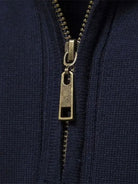 Pullover in misto cotone a righe verticali con zip corta - Aurelio Club