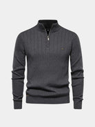 Pullover in misto cotone a righe verticali con zip corta - Aurelio Club