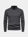 Pullover in misto cotone a righe verticali con zip corta - Aurelio Club