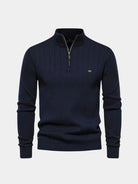 Pullover in misto cotone a righe verticali con zip corta - Aurelio Club