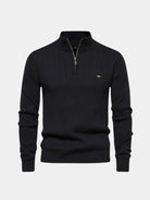 Pullover in misto cotone a righe verticali con zip corta - Aurelio Club