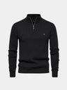 Pullover in misto cotone a righe verticali con zip corta - Aurelio Club