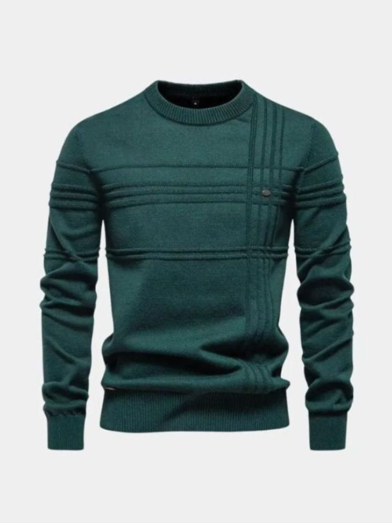 Pullover girocollo a righe in misto cotone - Aurelio Club