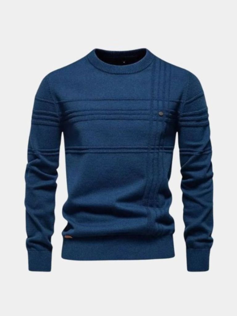 Pullover girocollo a righe in misto cotone - Aurelio Club