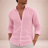 Camicia uomo in lino a maniche lunghe con collo aperto