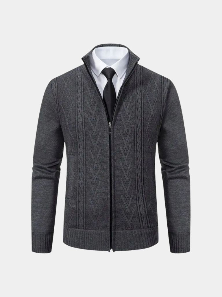 Cardigan Essential con motivo a trecce e zip - Aurelio Club
