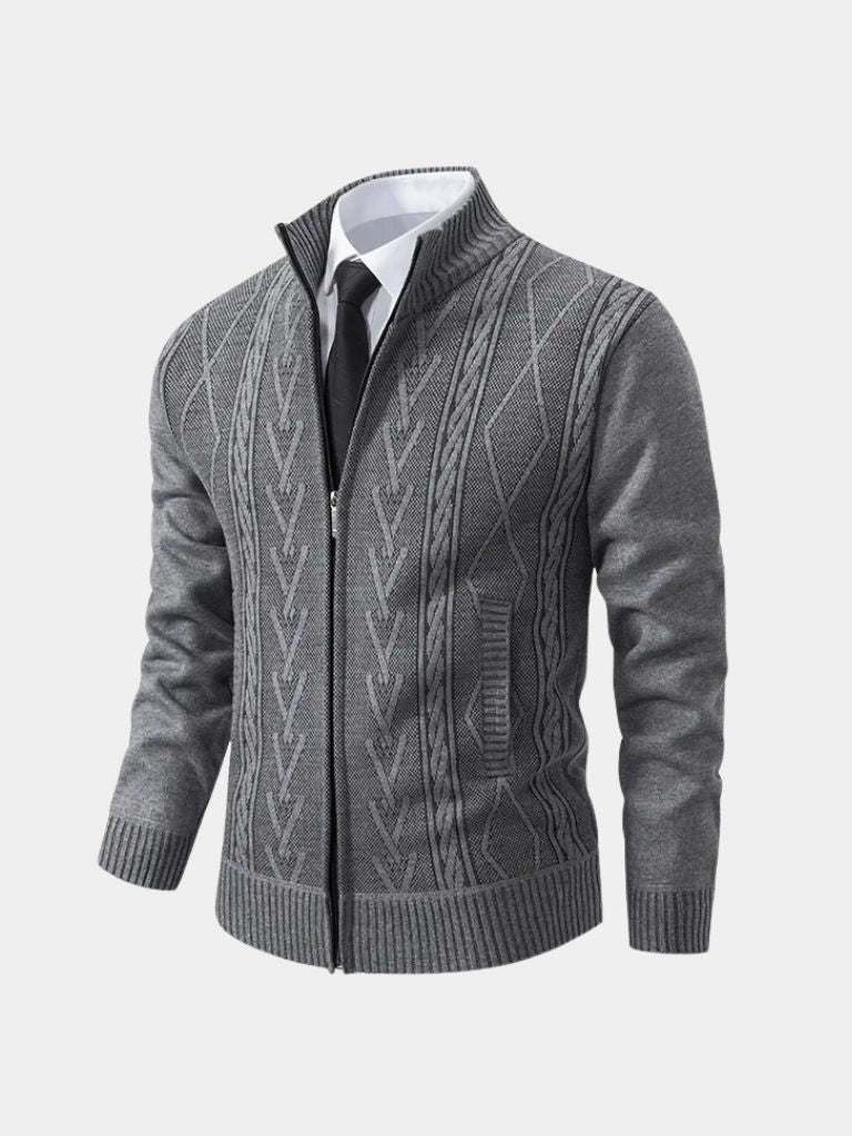 Cardigan Essential con motivo a trecce e zip - Aurelio Club