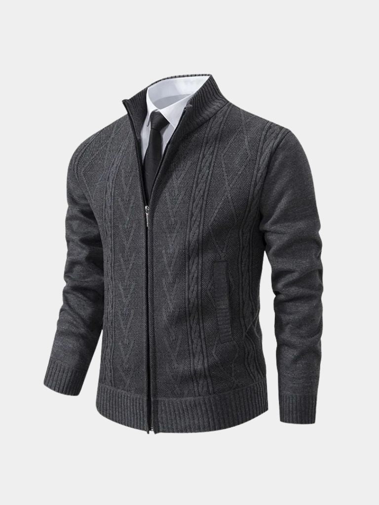 Cardigan Essential con motivo a trecce e zip - Aurelio Club