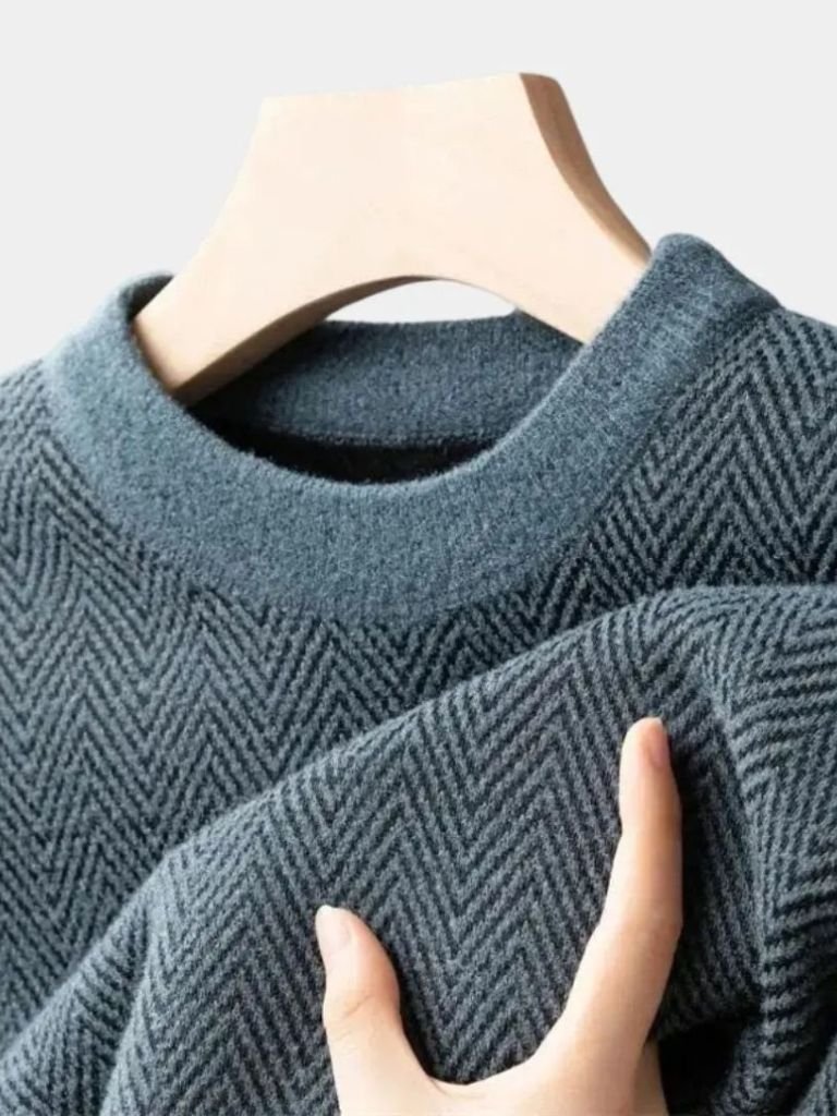 Pullover in lana con motivo a spina di pesce - Aurelio Club