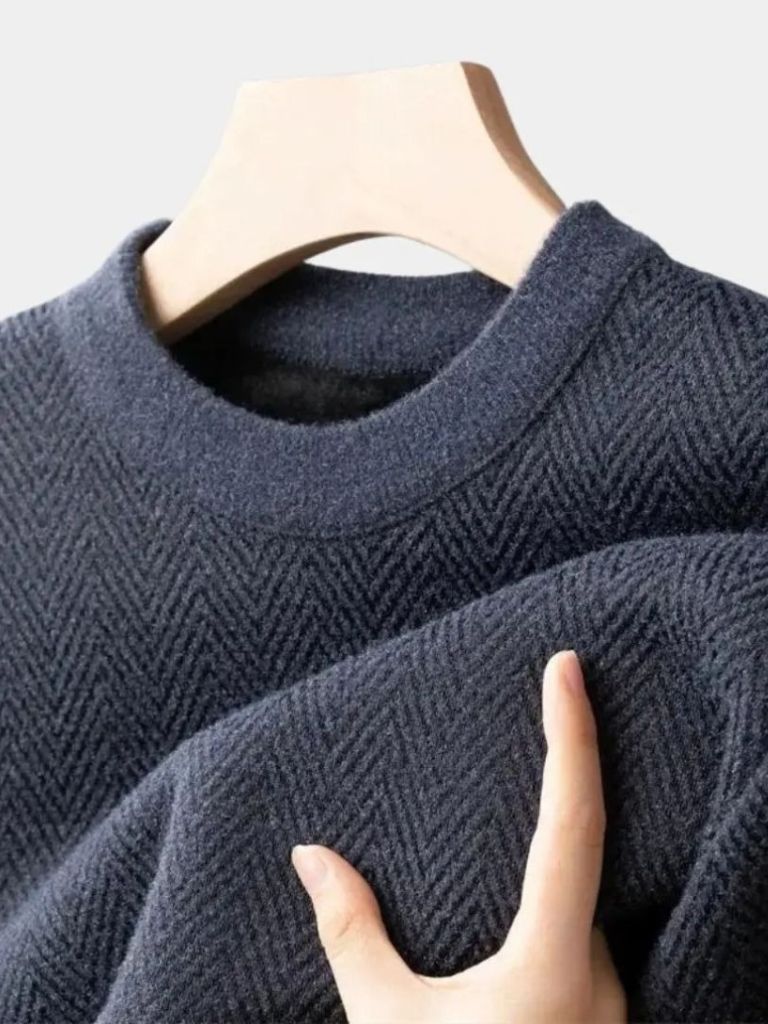 Pullover in lana con motivo a spina di pesce - Aurelio Club