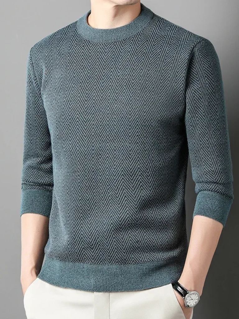Pullover in lana con motivo a spina di pesce - Aurelio Club