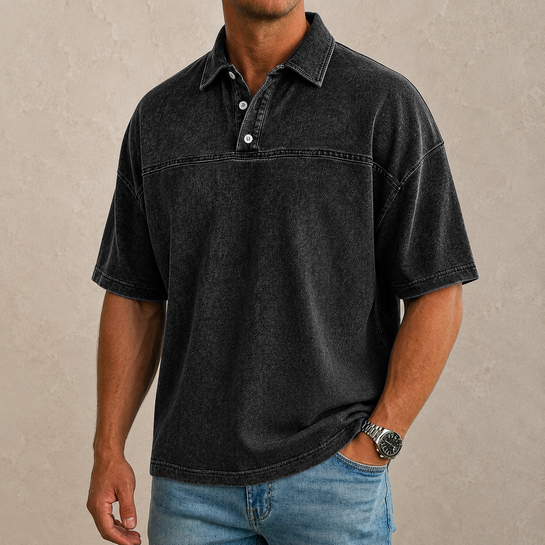 Polo uomo a maniche corte effetto denim