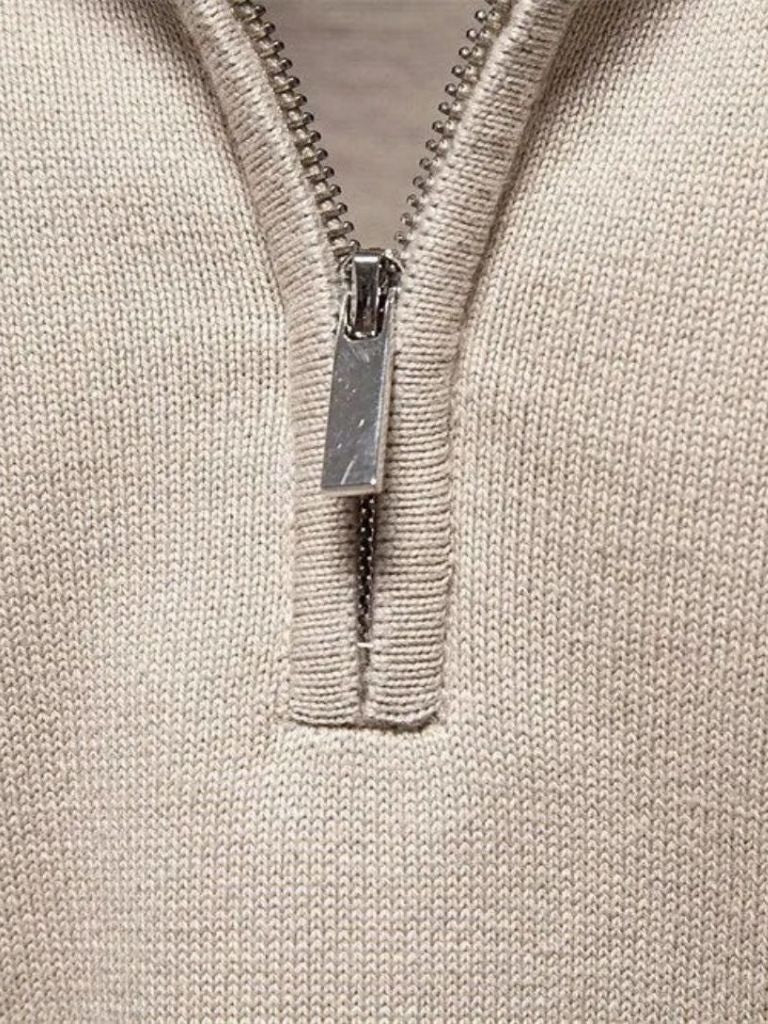 Maglia in tinta unita in misto cotone con mezza zip - Aurelio Club