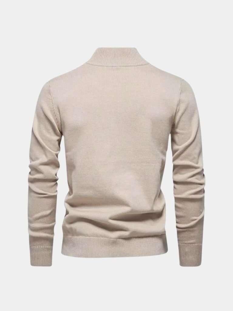 Maglia in tinta unita in misto cotone con mezza zip - Aurelio Club