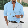Camicia uomo a maniche lunghe con collo alla coreana