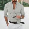 Camicia uomo a maniche lunghe con collo alla coreana