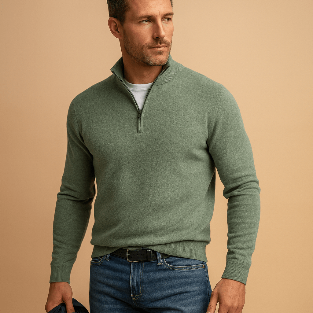 Maglione uomo morbido con mezza zip
